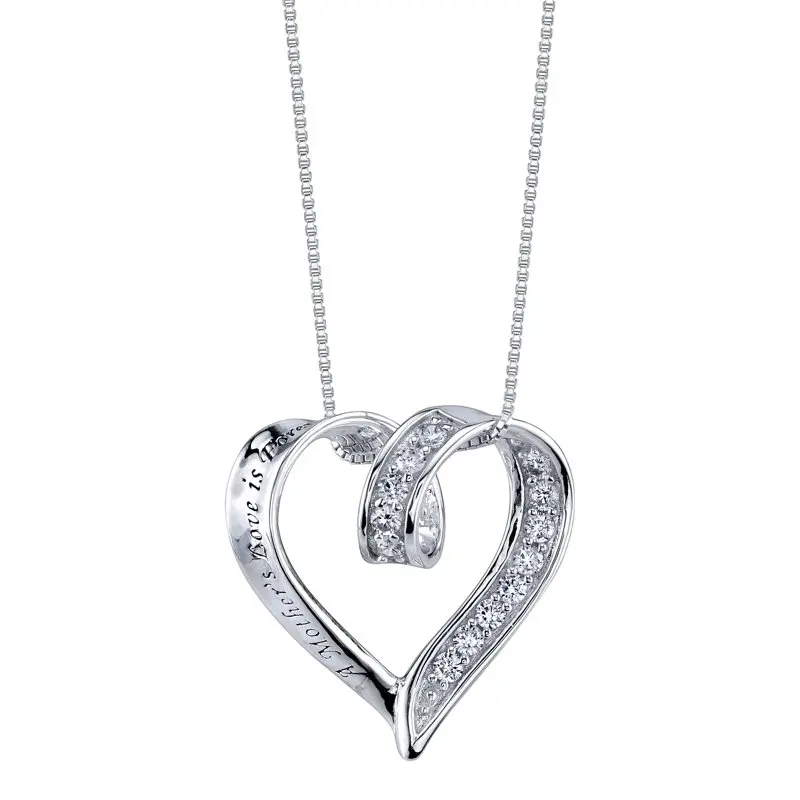 

Ожерелье с кулоном в виде сердца «материнская любовь навсегда» из стерлингового серебра с фианитом, 18 дюймов