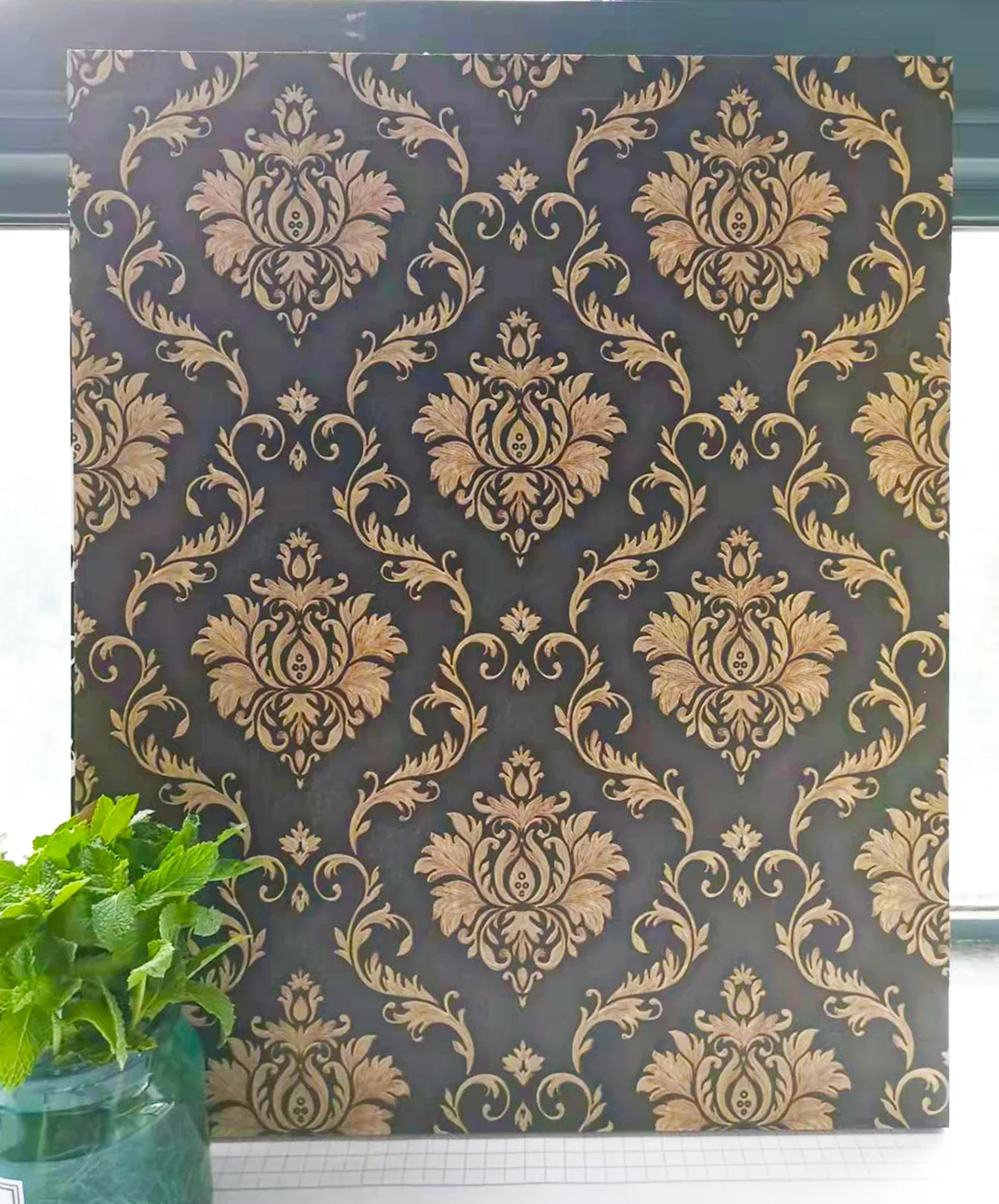 

Golden Flower on Black Decorative Wallpaper for Living Room Decor Self Adhesive Peel and Stick Wall Stickers Home Decor Bedroom