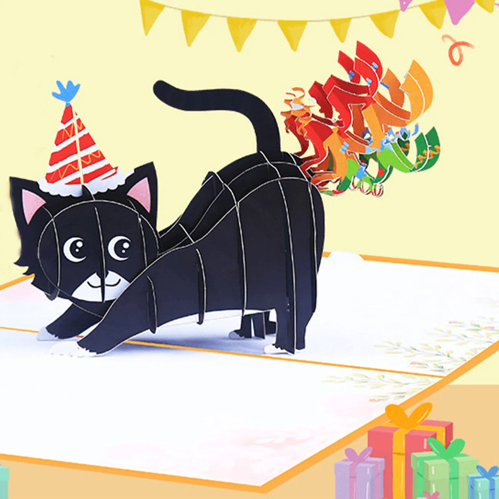 

Envelopes Greeting Cards Unmatched 3D 5x7 Inches Birthday Card Black Cat Envelope Postcards Explosive Laughter