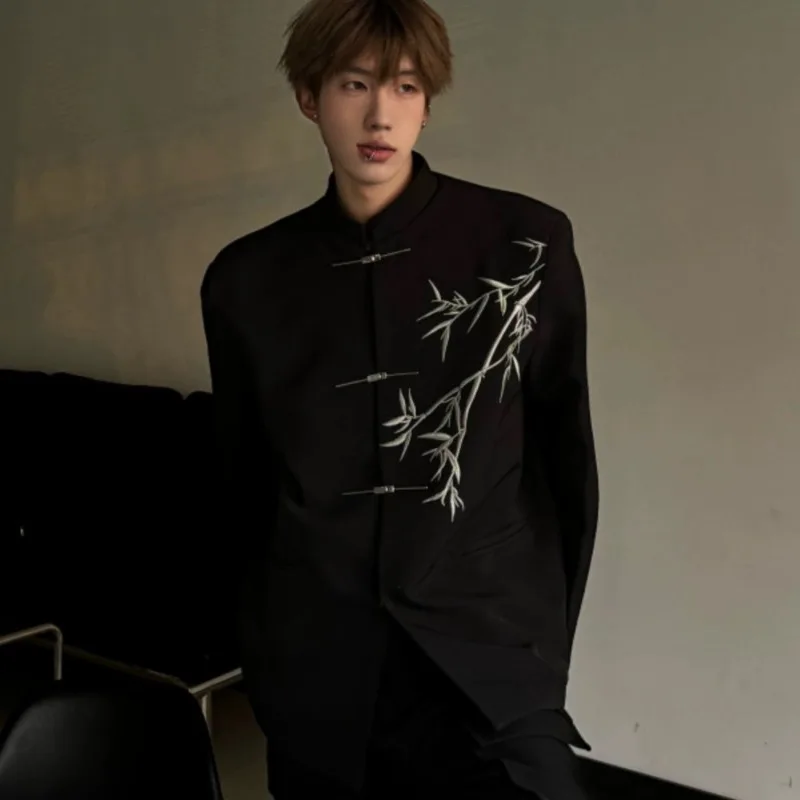 Блейзеры мужские повседневные с воротником-стойкой модный дизайн в китайском