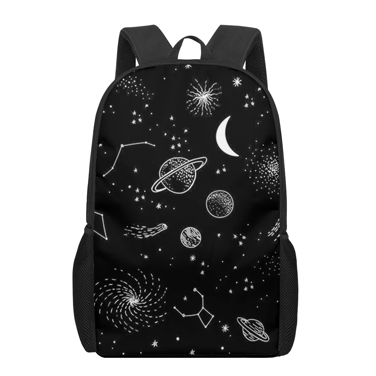 "Художественный школьный ранец для мальчиков и девочек с черным и белым 3d-рисунком, повседневные сумки для книг, Детский рюкзак для школы"