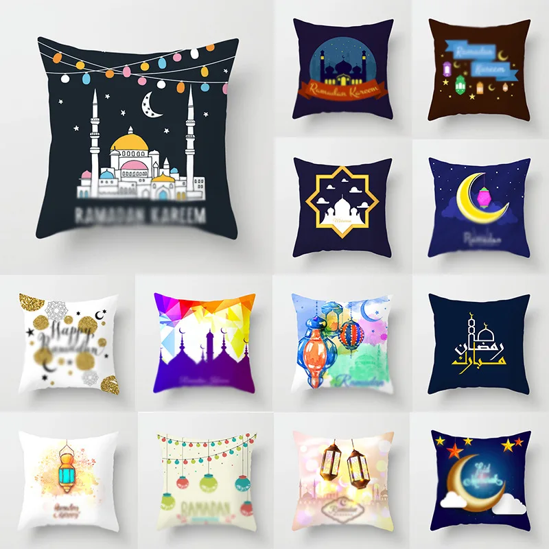 

Ramadan Decorations for Home Cushion Cover Eid Al Adha Ramadan Kareem Islamic Muslim Eid Mubarak Decor Sofa Pillowcase 45x45cm