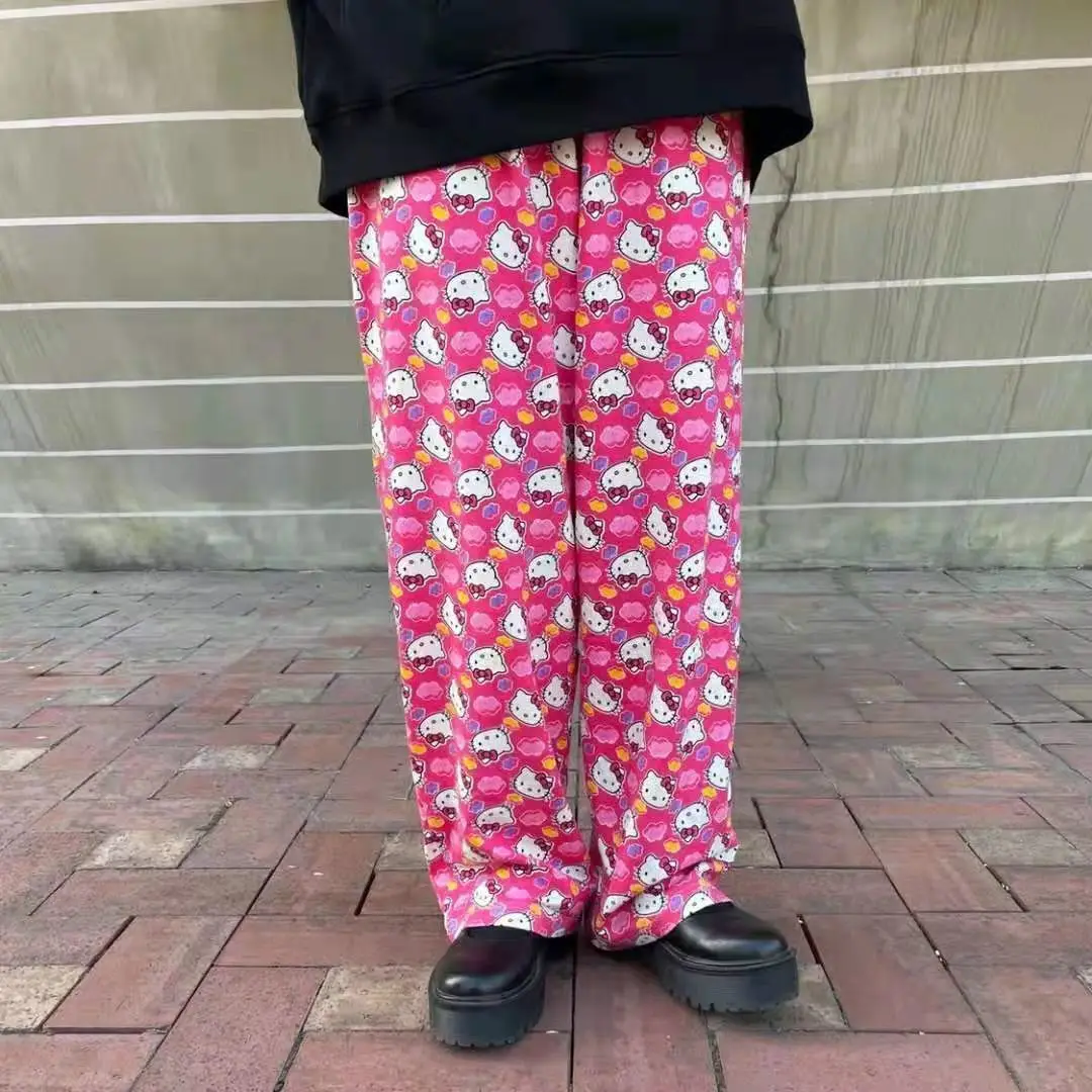 

Брюки женские свободные с высокой талией, с принтом Hello Kitty