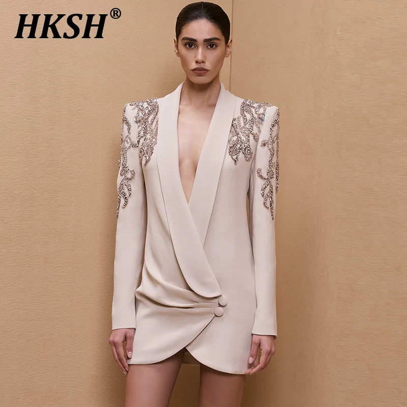 HKSH 2024 весенне-осенний новый женский темпераментный топ модный кружевной с