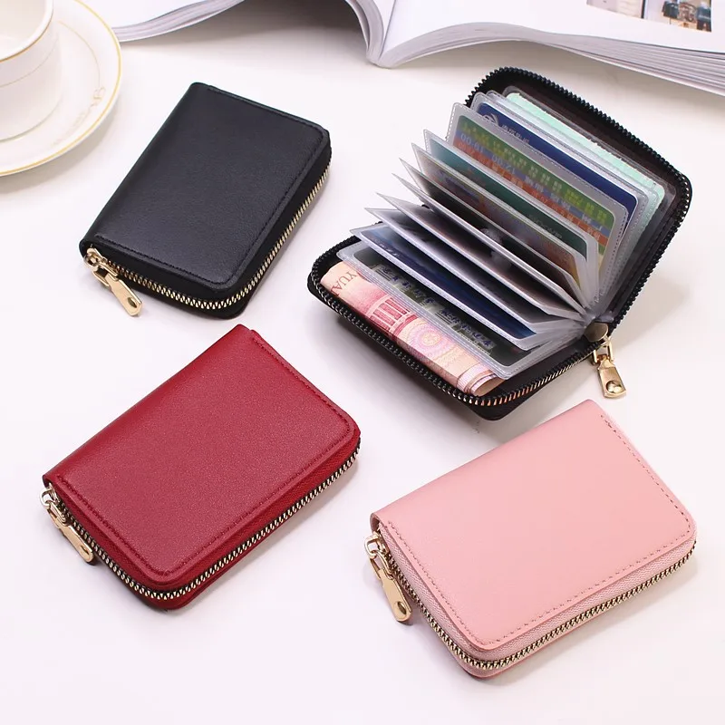 

Business Card Holder Wallet Women/men Gray Bank/ID/Credit Card Holder 20 Bits Card Wallet PU Leather Protects Case Coin Purse