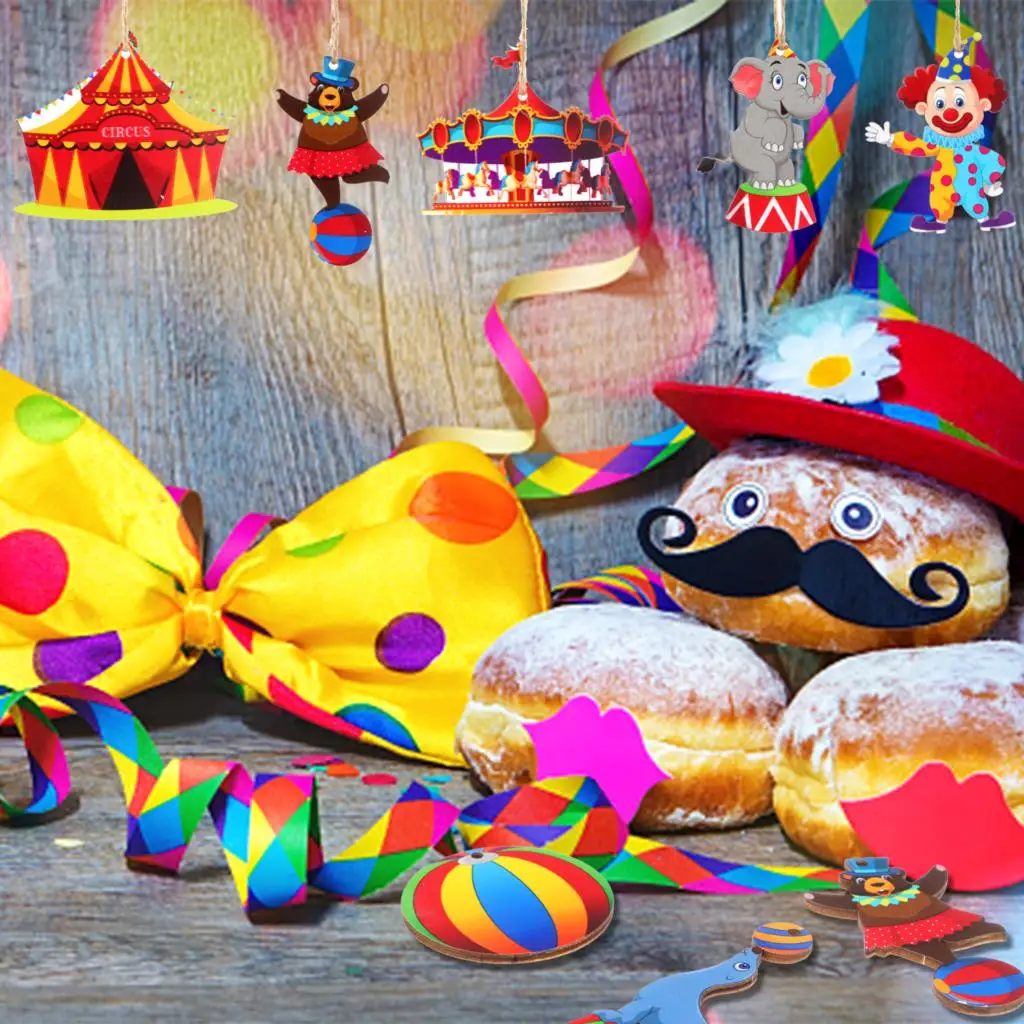 

Карнавальные деревянные украшения, 30 шт., искусственные подвесные деревянные ломтики, цирк, животные, платье для хэллоуивечерние, представл...