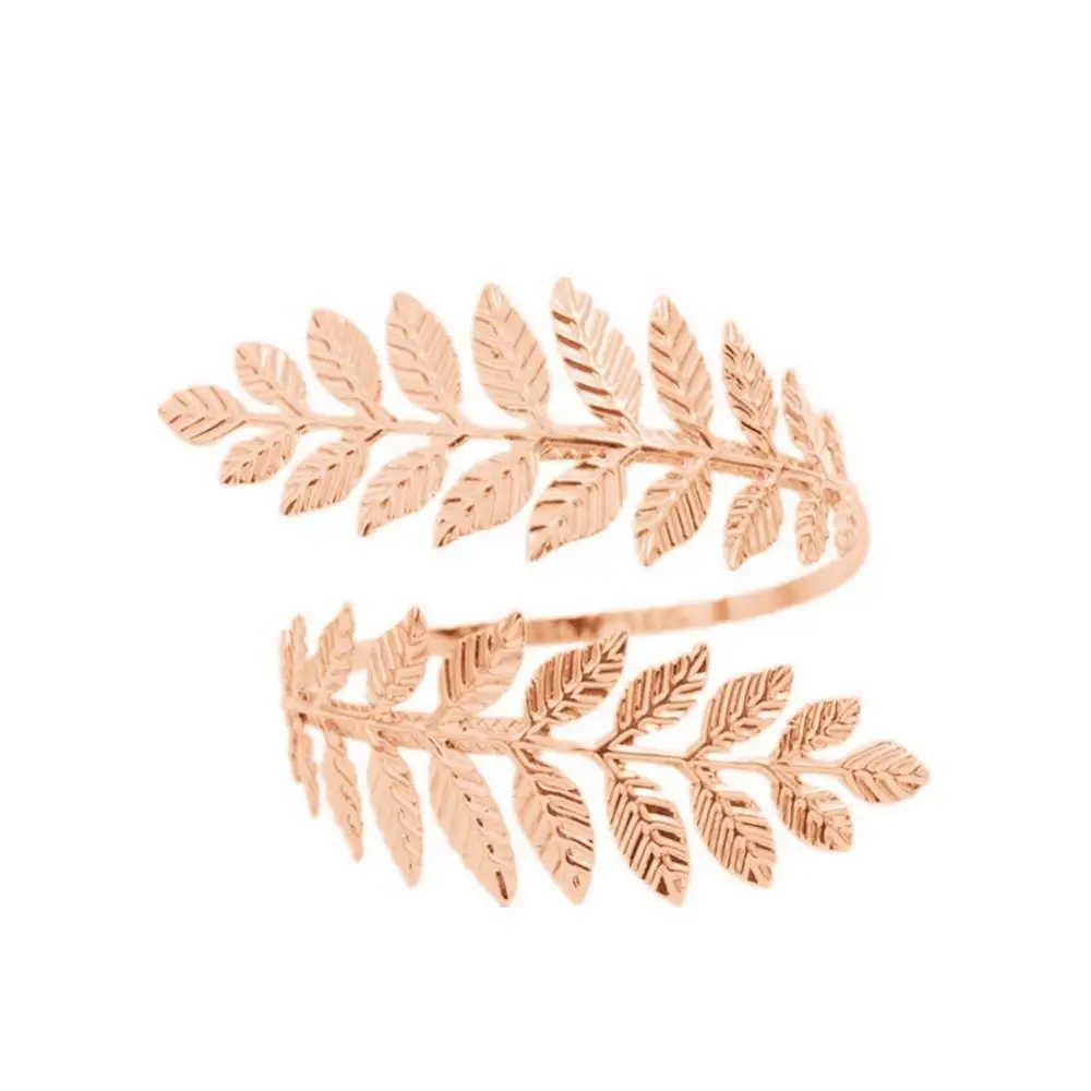

Fashion Women Metal Leaf Charm Open Bracelet Arm Cuff Armlet Bangle Fine Jewelry