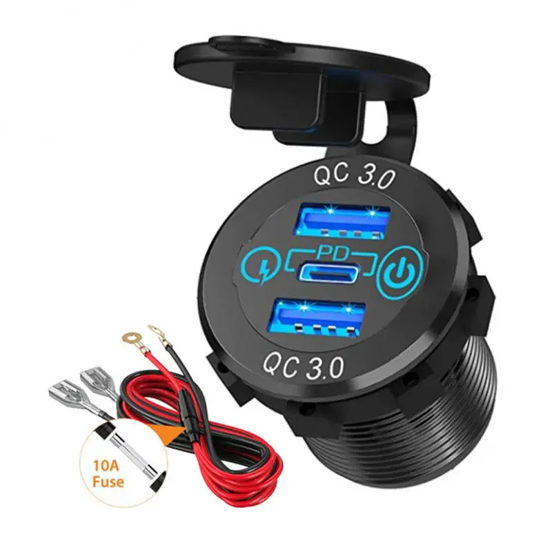 Автомобильное зарядное USB-устройство с кабелем 12-24 В QC 3 0 |