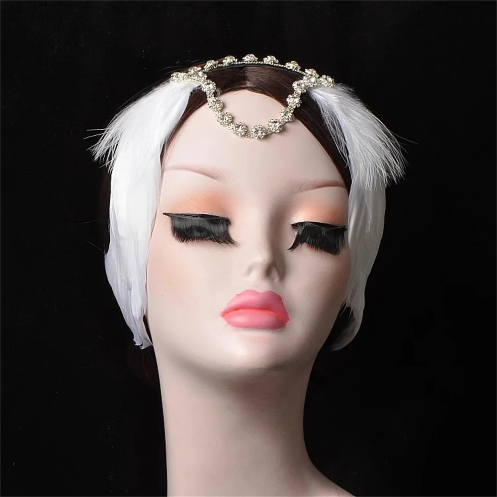 Головной убор с изображением лебедей озер белых черных волос перьев головной со