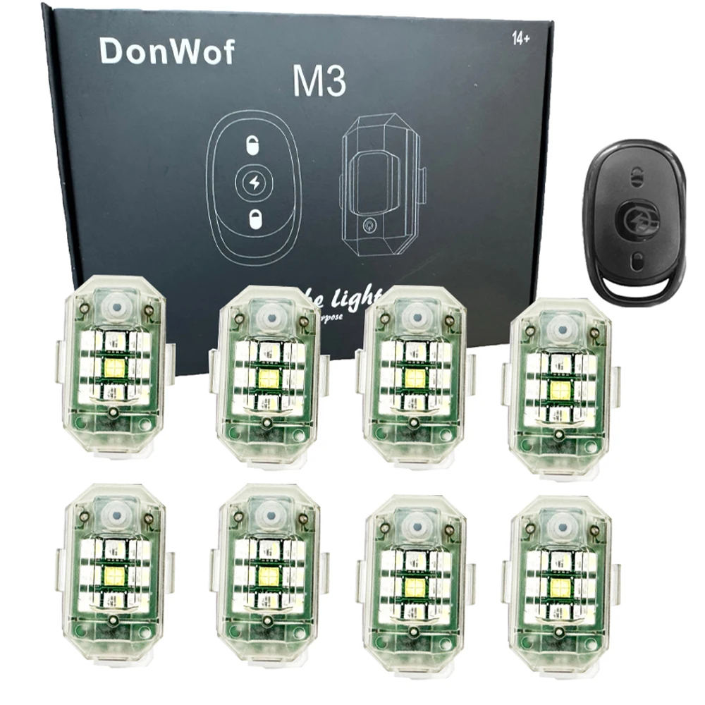 

Strobe Light Motorcycle Led Flash Anti-collision Warning Lamp Waterproof Wireless Remote Control For Car Bike