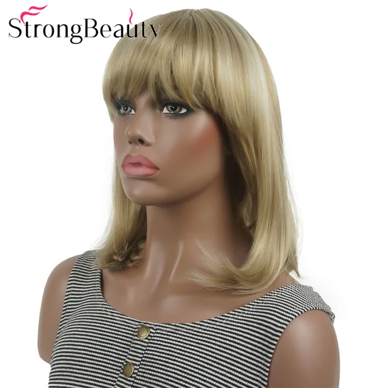 Фото StrongBeauty Прямые синтетические парики Волосы средней длины с аккуратной челкой Женский парик Много цветов №3