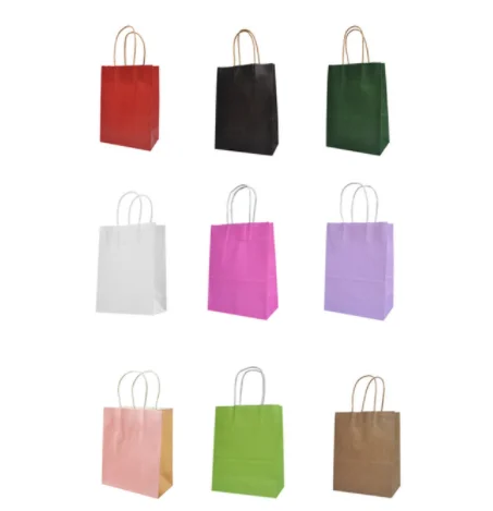 

40PCS/lot Small dark green kraft paper bag with handles 21X15X8CM for Festival gifts Shops Christmas Wedding