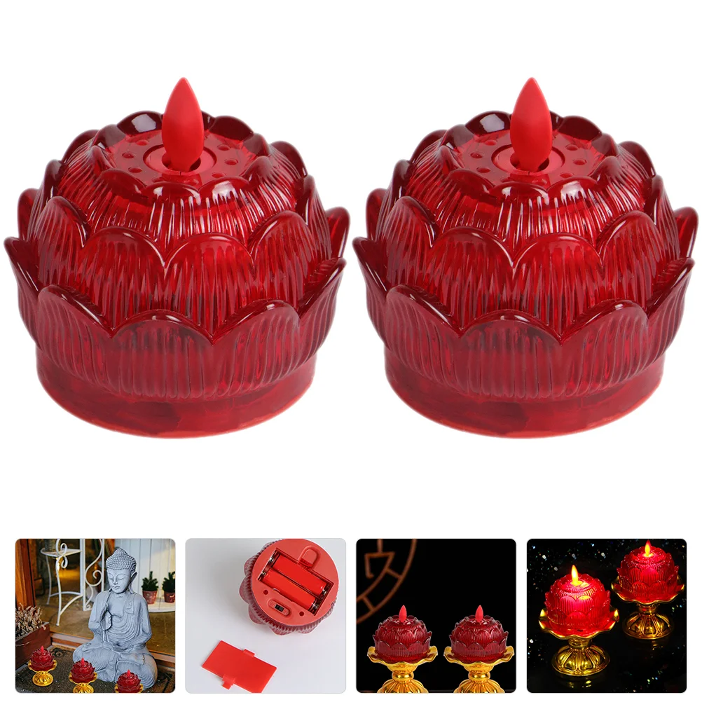 

2 Pcs Wedding Decor LED Floating Candles Decorate Red Votive Candles Flower Candles Tea Lights