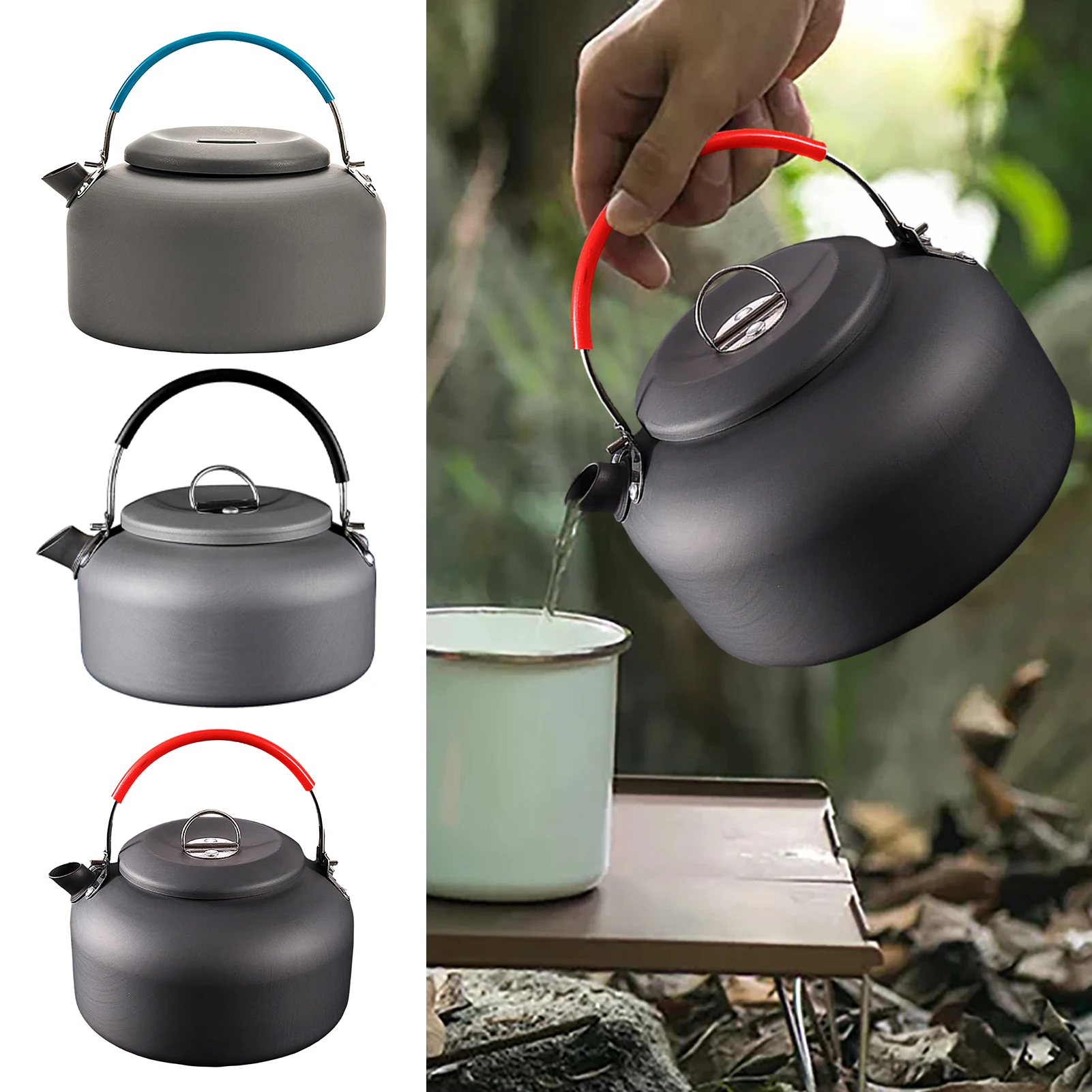 

Быстронагревающийся походный чайник, алюминиевый чайный чайник, компактный легкий кофейник для отдыха на природе, Походов, Кемпинга, пикни...