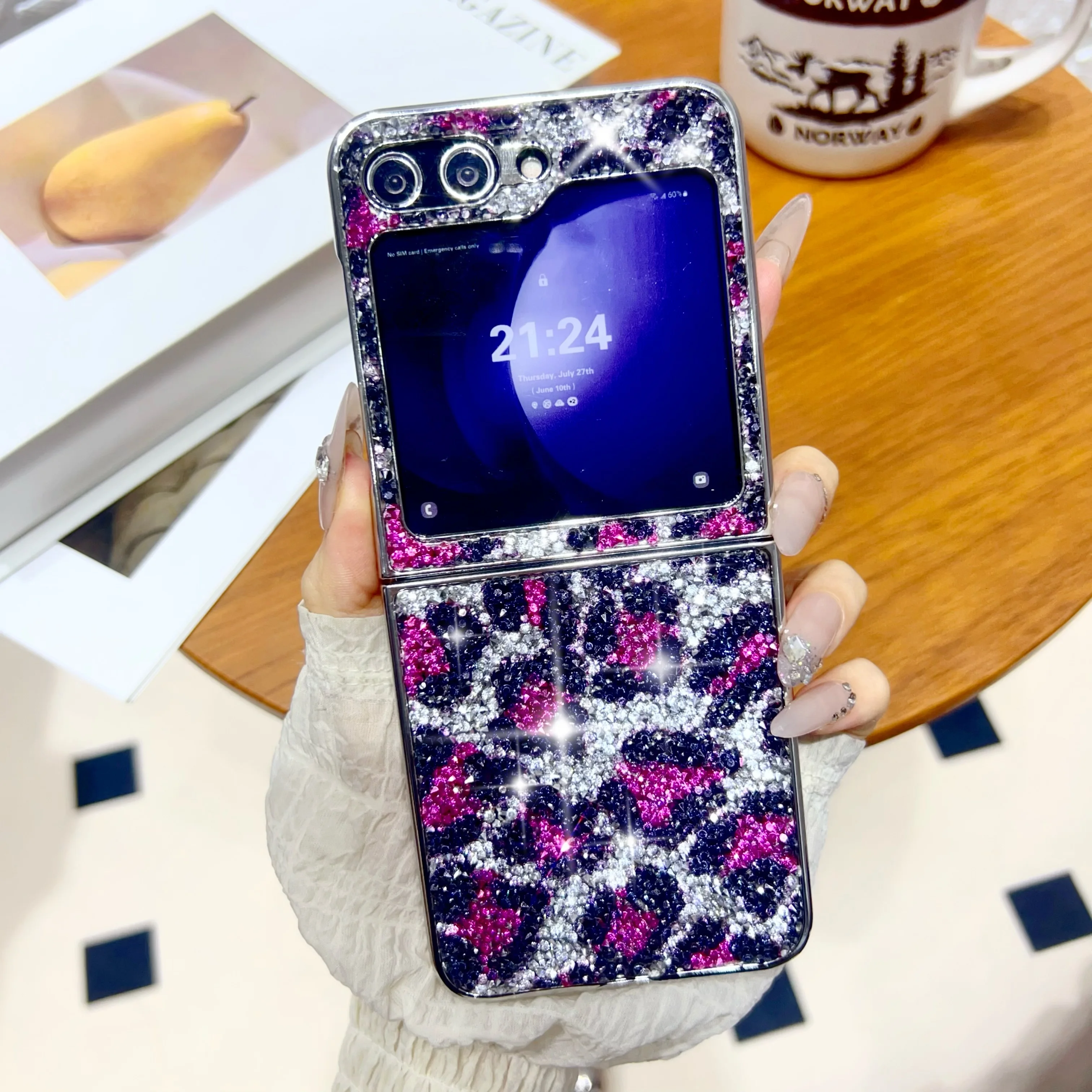 Складной защитный чехол Lovebay с блестками и алмазным леопардовым принтом для Samsung