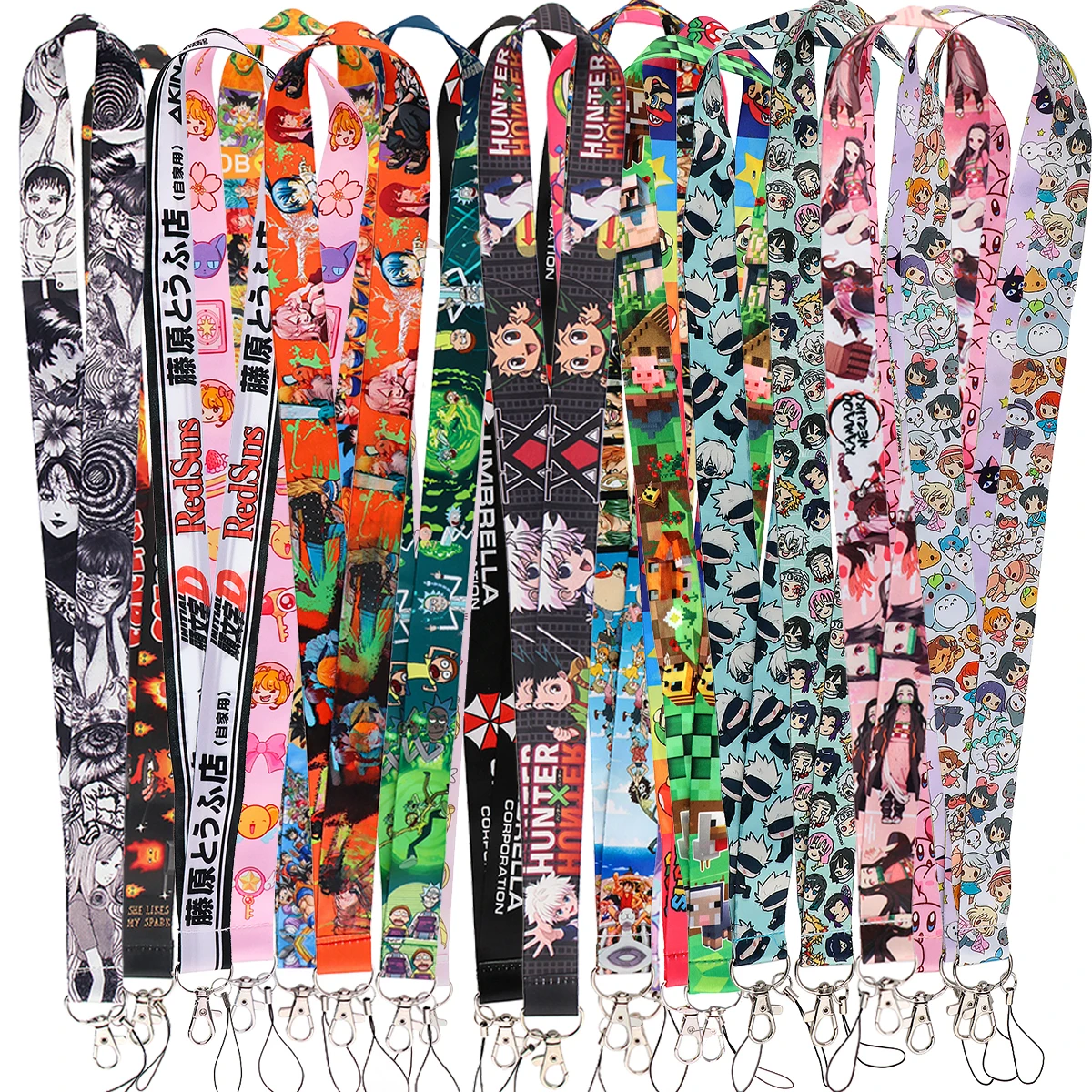 

20 Pieces /lot Anime Cartoon Mix Style Lanyards Junji Ito Tomie Keys Chain Phone Cord Charm Neck Straps Badge Holder Gifts