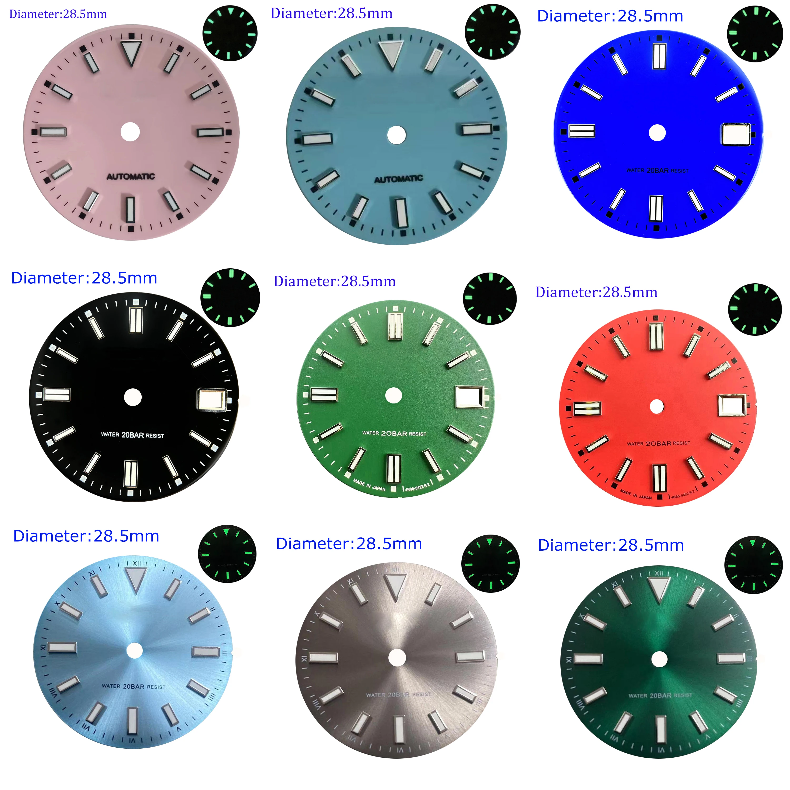 

Циферблат для часов с календарем диаметром 28,5 мм, светящийся циферблат для часов NH35 аксессуары для перемещения