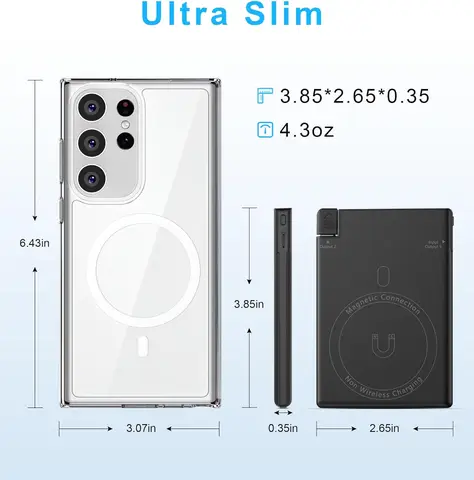 Ультратонкое магнитное портативное зарядное устройство со встроенным кабелем USB-C Power Bank 5000 мАч для Magsafe iPhone Samsung Xiaomi Wired Small