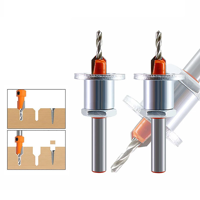1pc Adjustable Countersink Woodworking Router Core Limiter Alloy Drill Bits Wood Drilling Milling Cutter Screw
