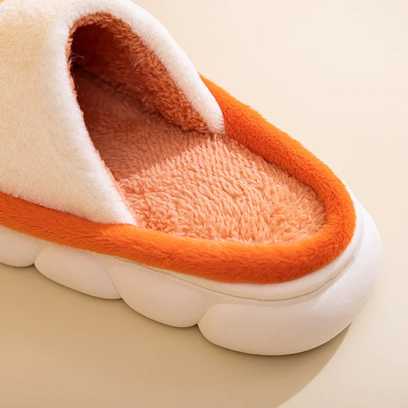 Winter Plush Warm Wedges Flat Cotton Slippers Home Wear-Resistant Non-slip Indoor Couple Slides Slippers Women Multicolor shoes