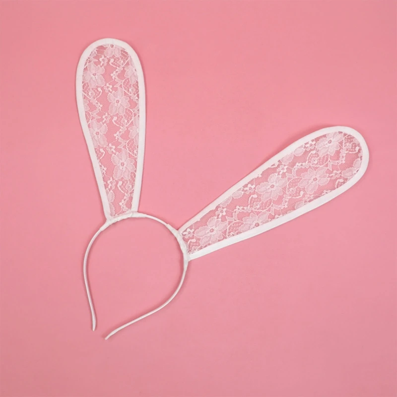 

Сетчатая Кружевная повязка на голову с ушками кролика повязка для волос реквизит для выступлений повязка для волос