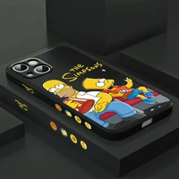 cute simpsons family for apple iphone 13 12 mini 11 pro xs max xr x 8 7 6s se plus liquid left silicone gel phone case