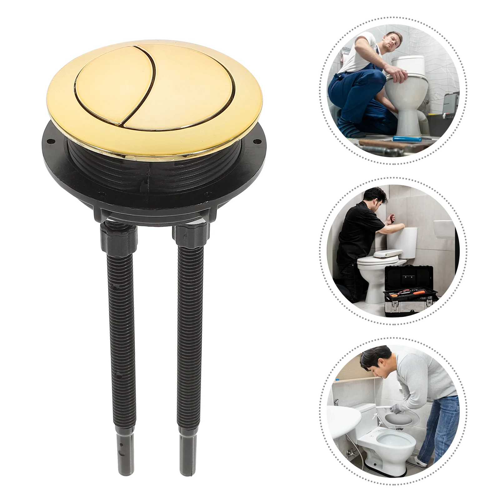 

2 Pcs Toilet Tank Button Cistern Switch Dual Push Black Buttons Water Sink Household Valve