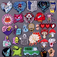 iron on patch japan anime patches on clothes stripes diy game badges on backpack cartoon hook loop patches for clothing decor
