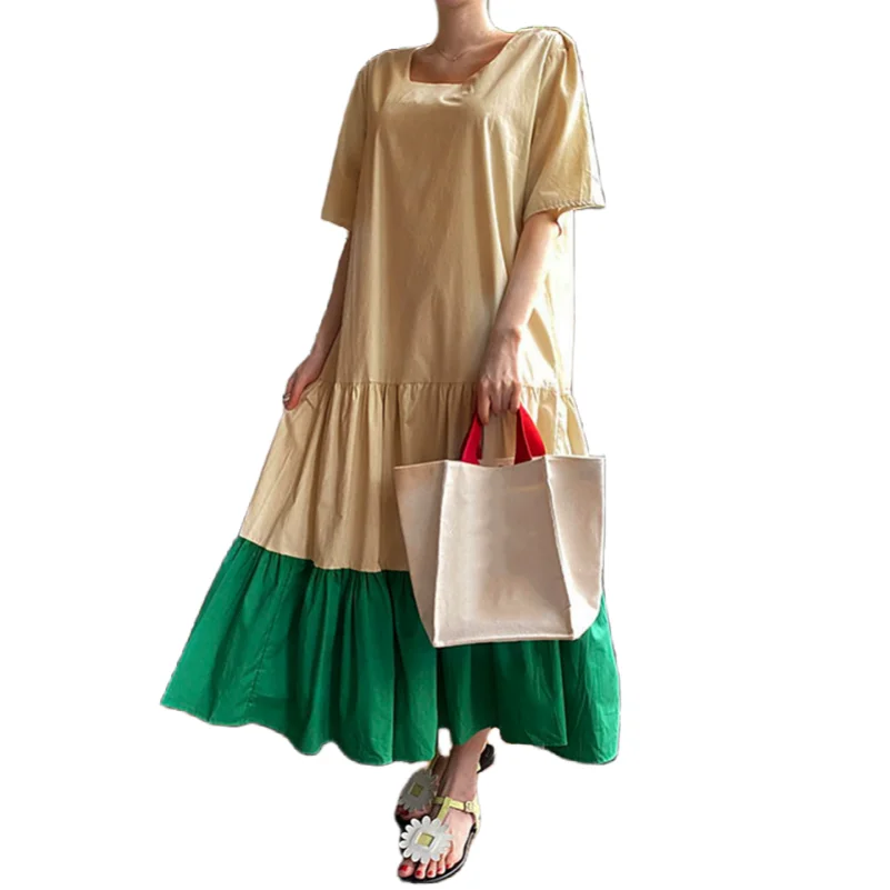 Женское летнее длинное платье макси новинка 2024 платье-рубашка в Корейском стиле