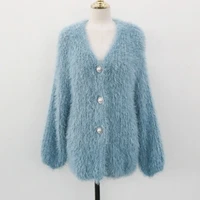 knit mohair fashion loose single breasted cardigan sweater jacket thick crochet jacket autumnwinter womens v neck cardigan