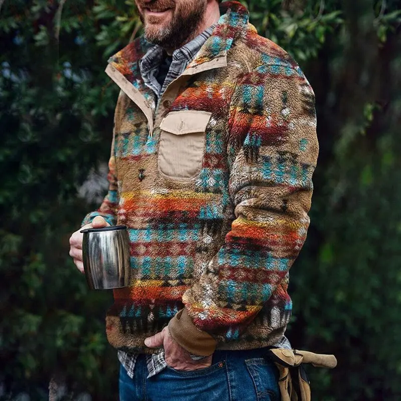 Autumn Winter 2022 New European and American Men's Plaid Double Sided Fur Stand Collar Home Furnishing Suit Plush Thermal Coat