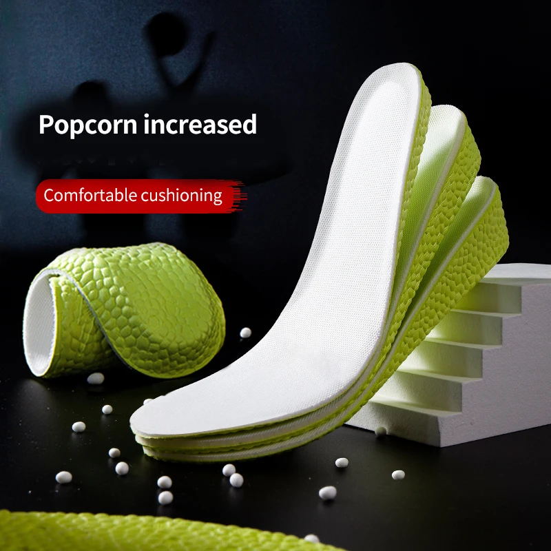 2023 1.5-3.5cm Invisible Height Increase Insoles Green Memory Foam Shoes Sole Pad Breathable Comfortable for Men Women Feet Care