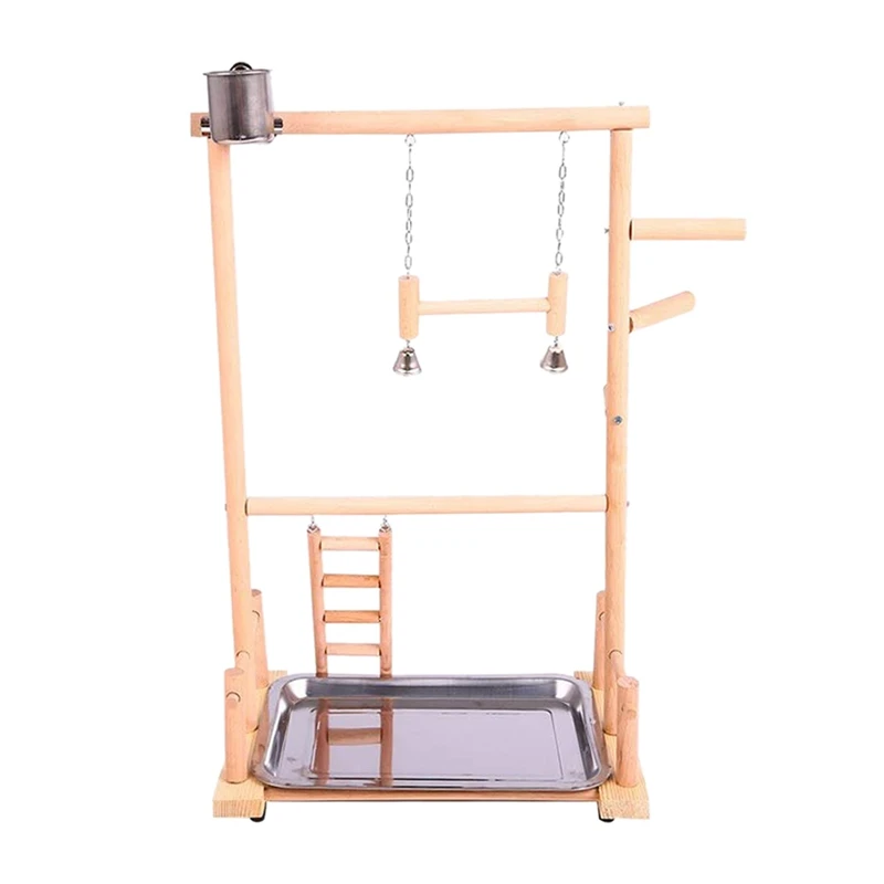 

New-Parrot Play Stands With Cup Toys Tray Bird Swing Climbing Hanging Ladder Bridge Wood Cockatiel Playground Bird Perches