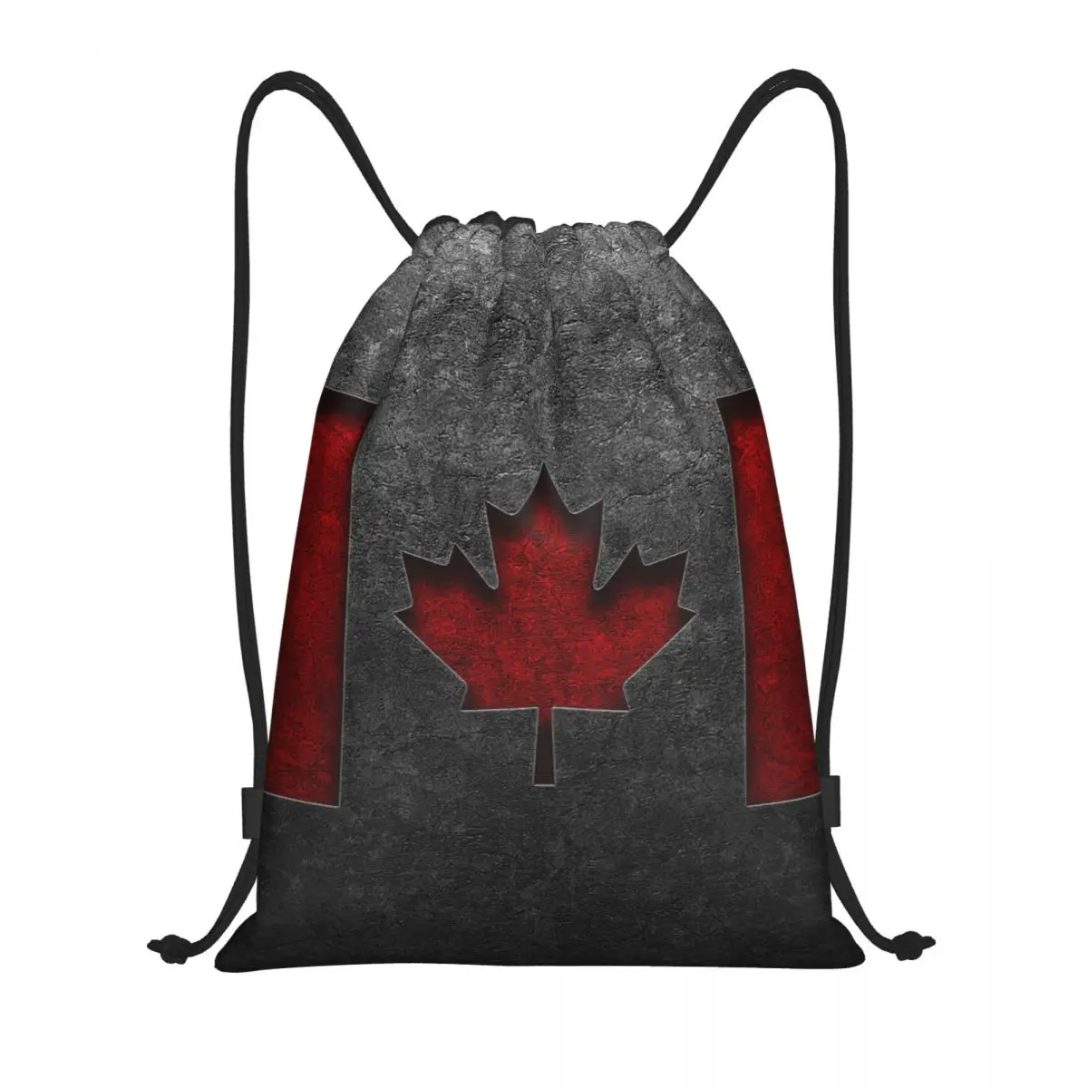 

Custom Canada Flag Drawstring Bag for Shopping Yoga Backpacks Men Women Textured Canadian Flag Sports Gym Sackpack