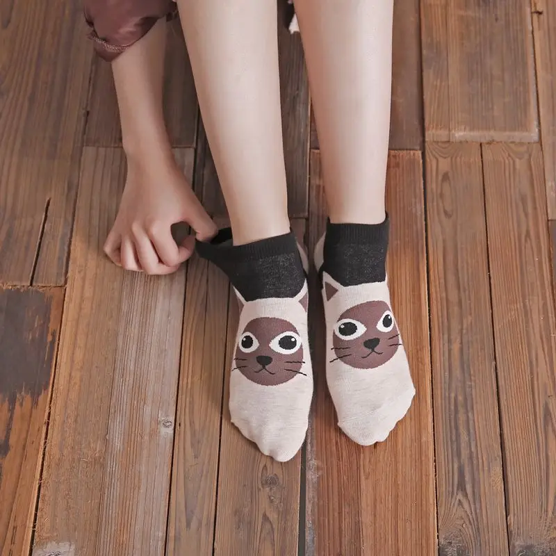 Happy Socks Cool Cartoon Shiba Inu Cat Animal Cute Cotton Comfortable High Quality Invisible Socks Funny Low Cut