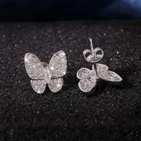 new gorgeous 4 petal butterfly stud earring for women dazzling zircon stylish design fancy gift for girl versatile jewelry hot