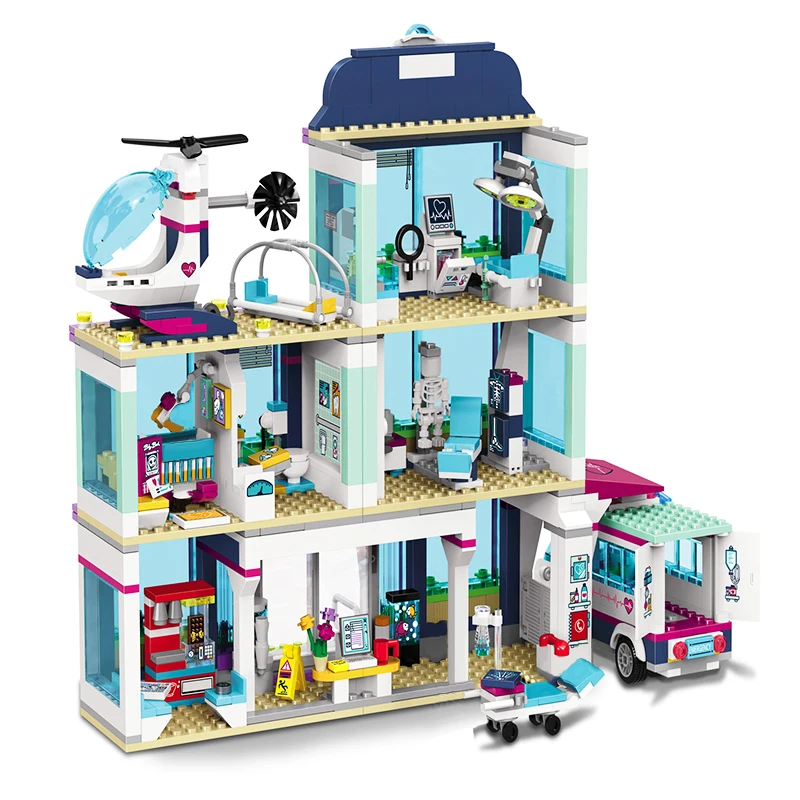 932 pieces Hospital Model Building Blocks Heart lake City Bricks Toys for Children Girls Friends Windsor Castle QL1106