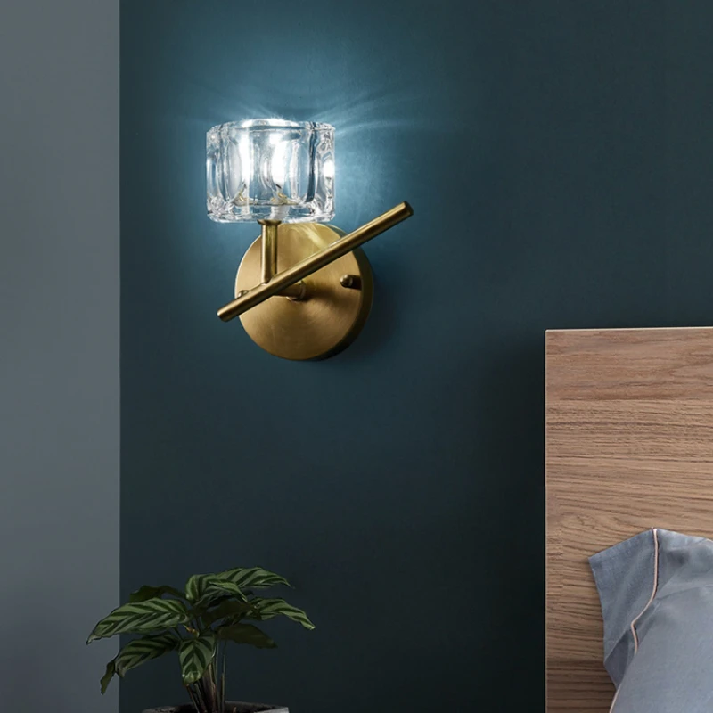 

TLL Crystal Wall Lamp Bedroom Bedside Lamp Wall Light Bulb Aisle Nordic Lamps