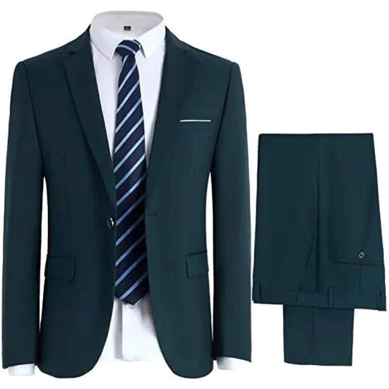 Мужской костюм из 2 предметов темно-серого цвета с лацканами на одной пуговице