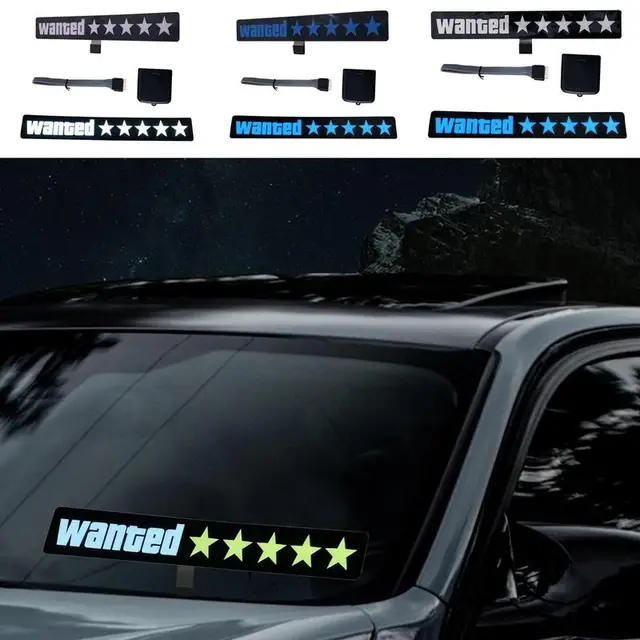 Fashion Windshield Electric LED Wanted Car Window Sticker Auto Moto Safety Signs Car Decals Decoration Sticker 2