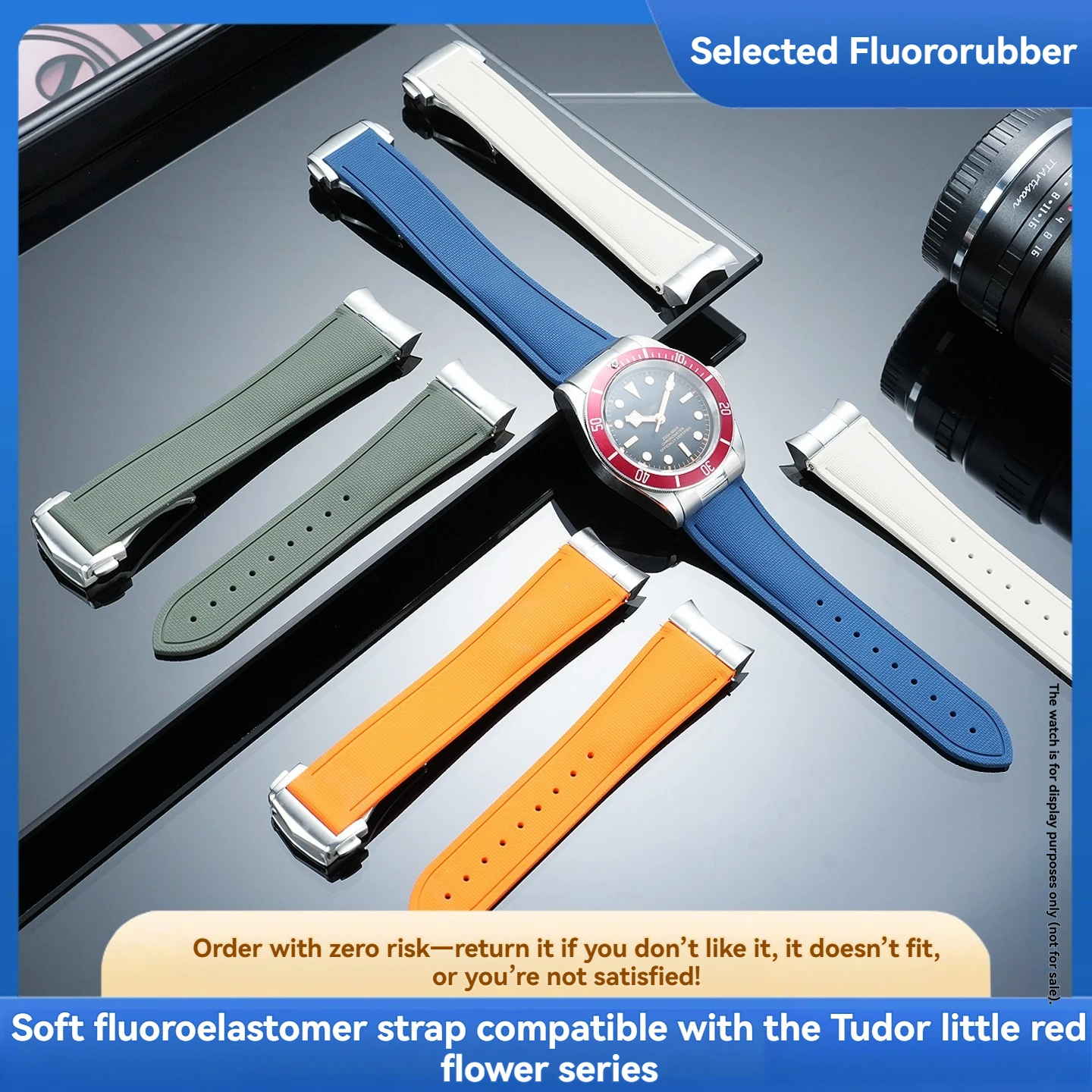Фото Для ремешка Tudor Black Bay 1958 Commander M79030 25600TN из фторкаучука с пряжкой из нержавеющей стали, 20–22 мм №1