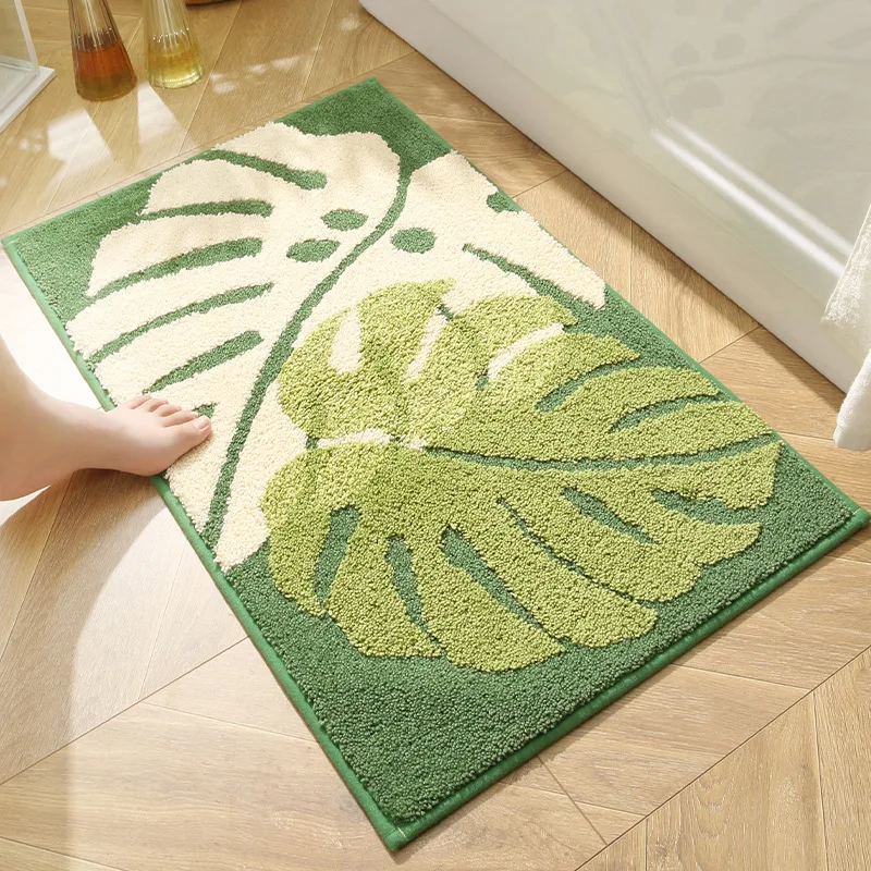 

Leaves Non-Slip Bath Floor Mat Bathroom Fluffy Cashmere Absorbent Soft Rug Pad Children Room Carpet Carpet Home Decor Floor Mats