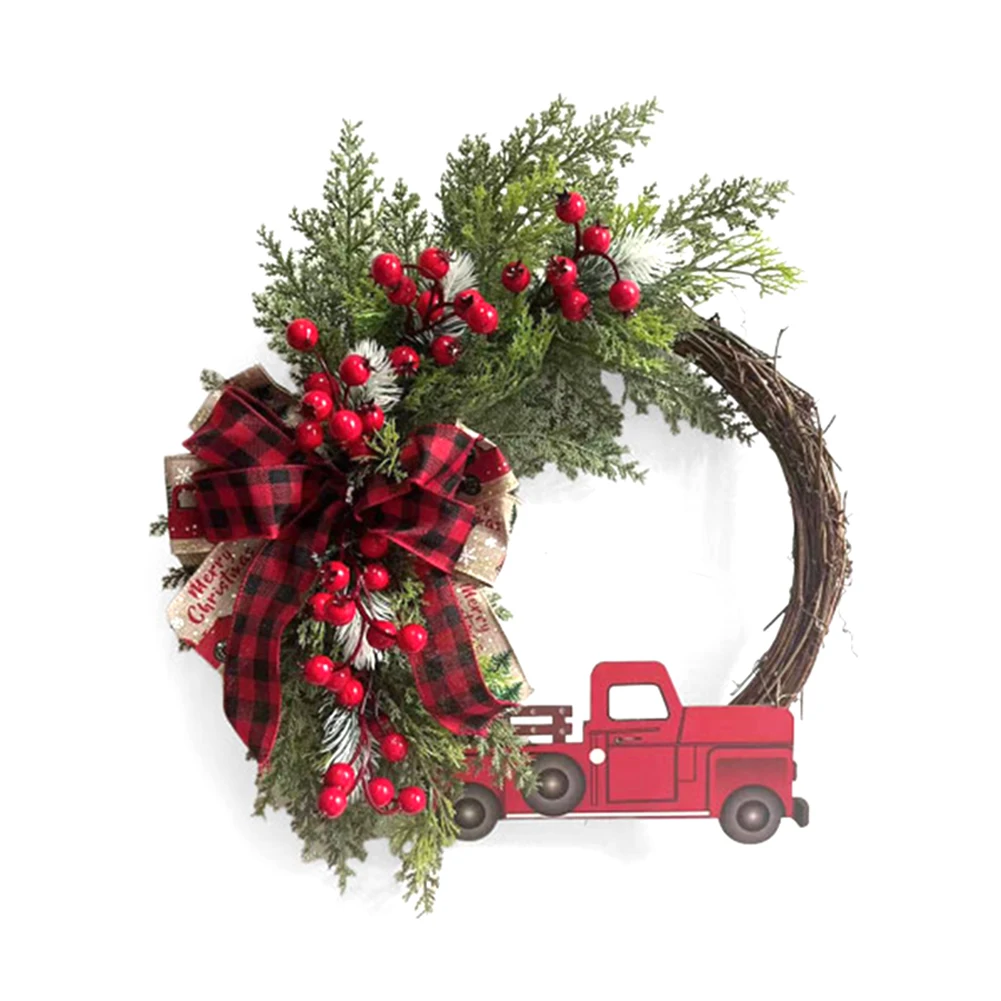 

Великолепный красный Рождественский венок с грузовиком создает стойкие воспоминания с потрясающим праздничным украшением, идеально подходит для подарка