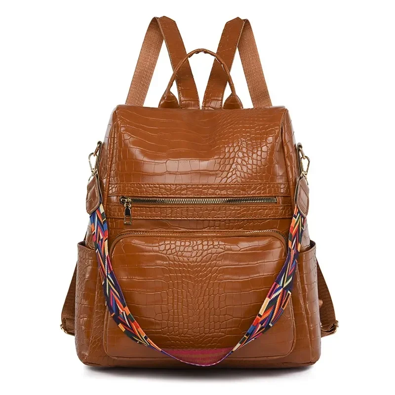 

Bag Fashionable PU Multifunctional Backpack Women Quality Large-capacity Teenage Leather High Shoulder Youth Backpack School For