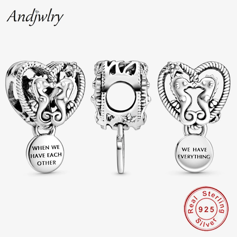 

Fit Original Bracelet Openwork Seahorses Heart Charm 925 Sterling Silver Bead Bangle For Women Pendant Necklace Jewelry Berloque