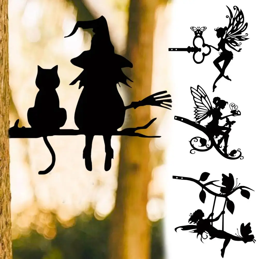 Хэллоуин железный силуэт искусство декоративная Милая ведьма металлическая
