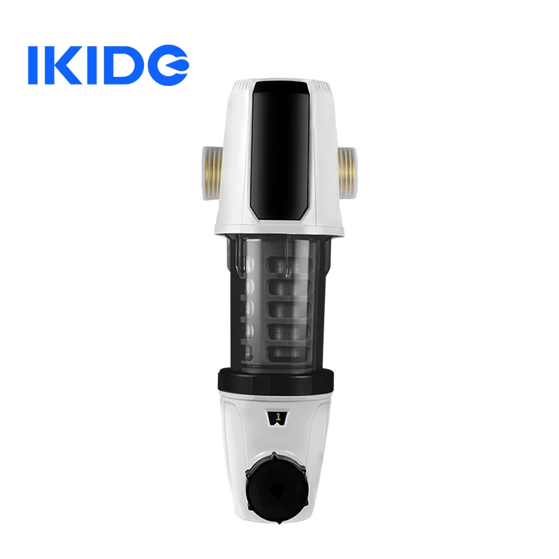 IKIDE Wholesale Brass Water Pre Filter With Backwash Spin Down Water Pre Sediment Filter 316L Stainless Steel Mesh