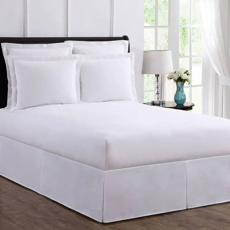 

Maker's Wrap-Around Hassle Free, Never Lift Your Mattress Tailored Bed Skirt, White, California King Colding sleeping bed Sheets