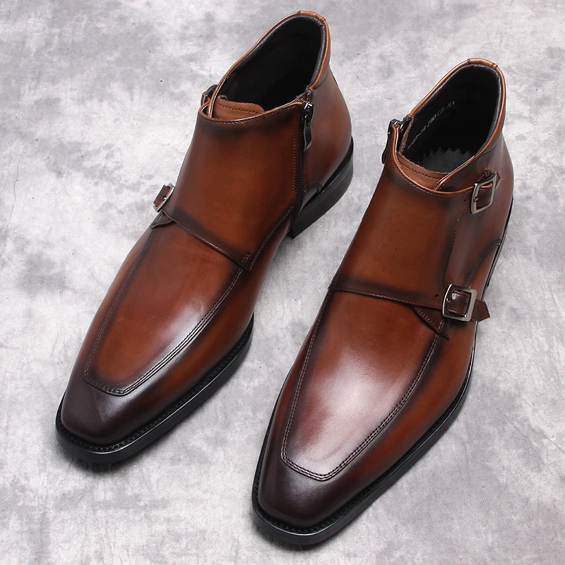 

Мужские Ботильоны из натуральной кожи, черные, коричневые формальные мужские классические ботинки, Брендовые мужские ботинки челси с боков...