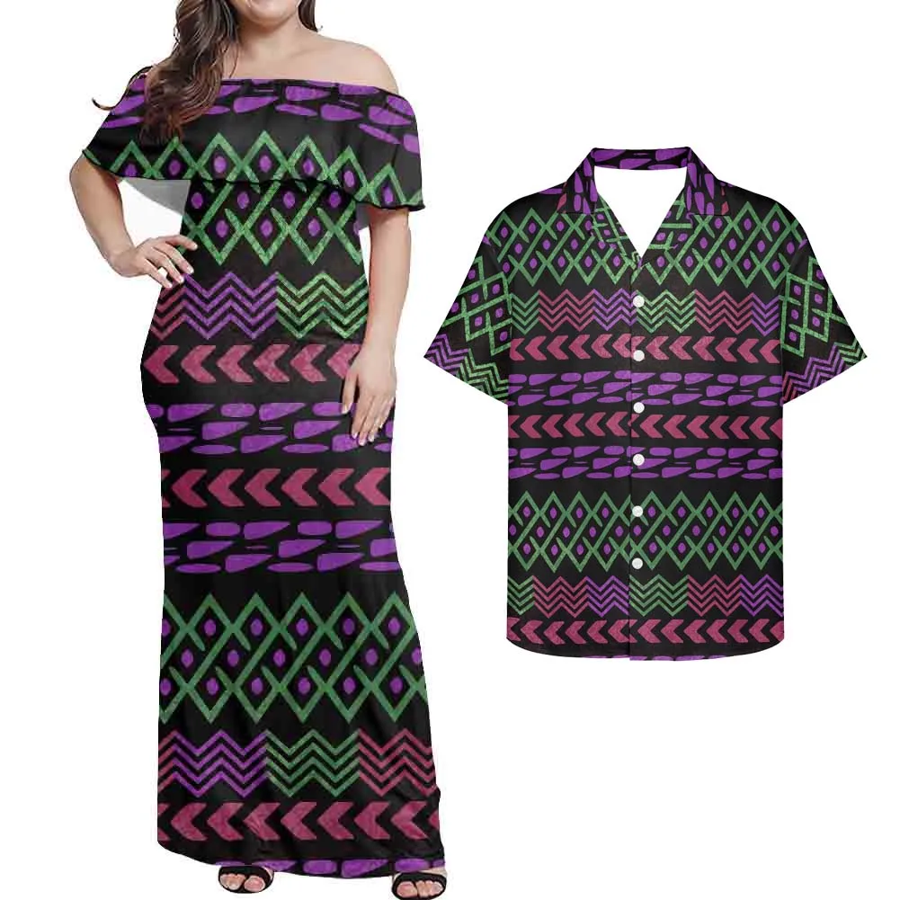 

Женское длинное платье с открытыми плечами, фиолетовое Повседневное платье макси с принтом на заказ, 2022